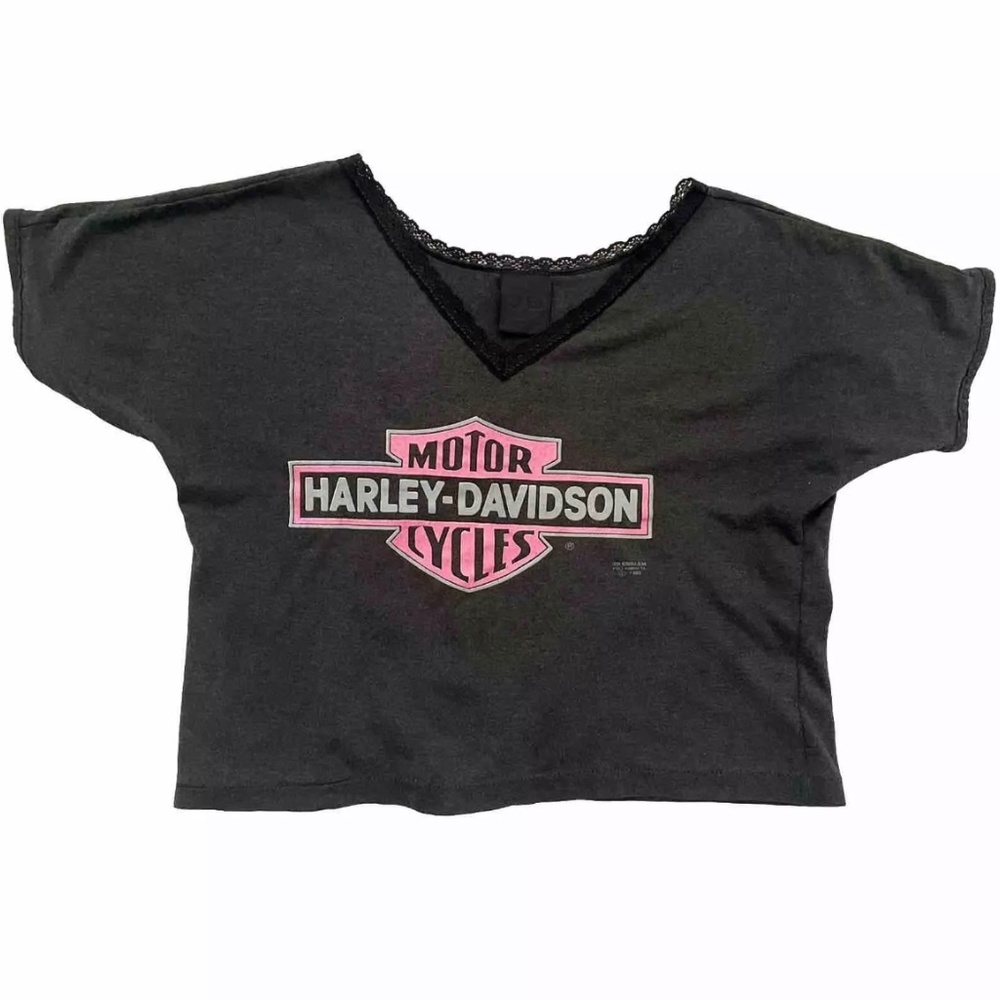 Vintage Harley Davidson 3D Emblem 90s Sturgis 92 Crop Top Small